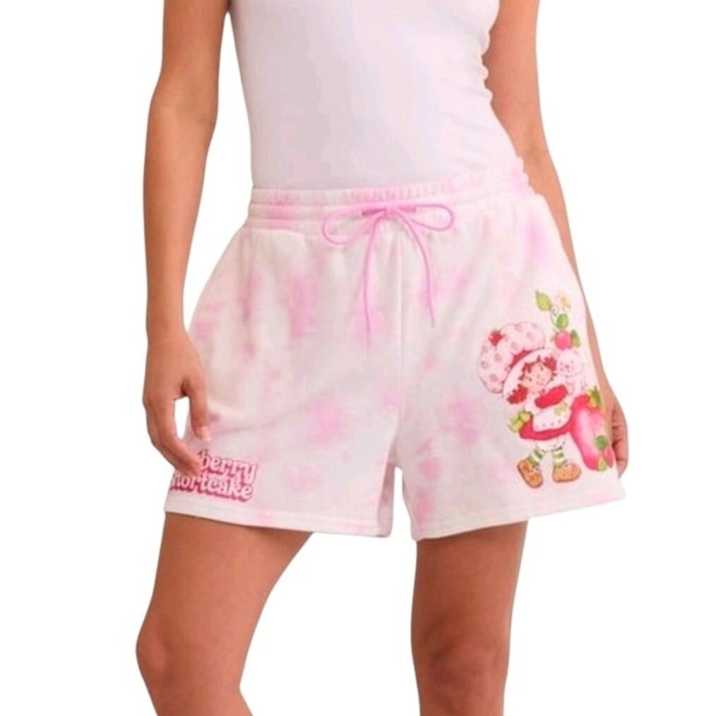 Strawberry Shortcake Pink Tie-Dye Lounge Shorts w. Pockets